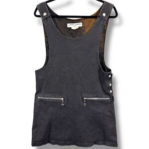 Vintage Y2K French Laundry by Neto Washed Black Denim Pinafore Mini Dress Jumper